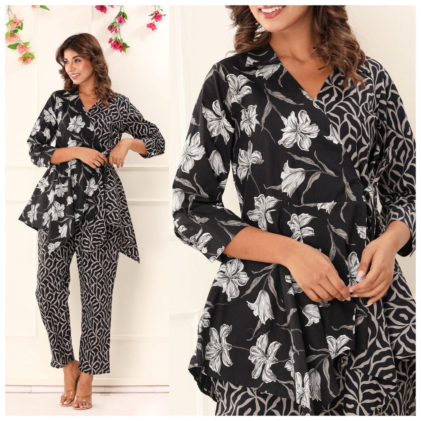 STYLIE Dual Print Angarkha Style Cotton Coord Set