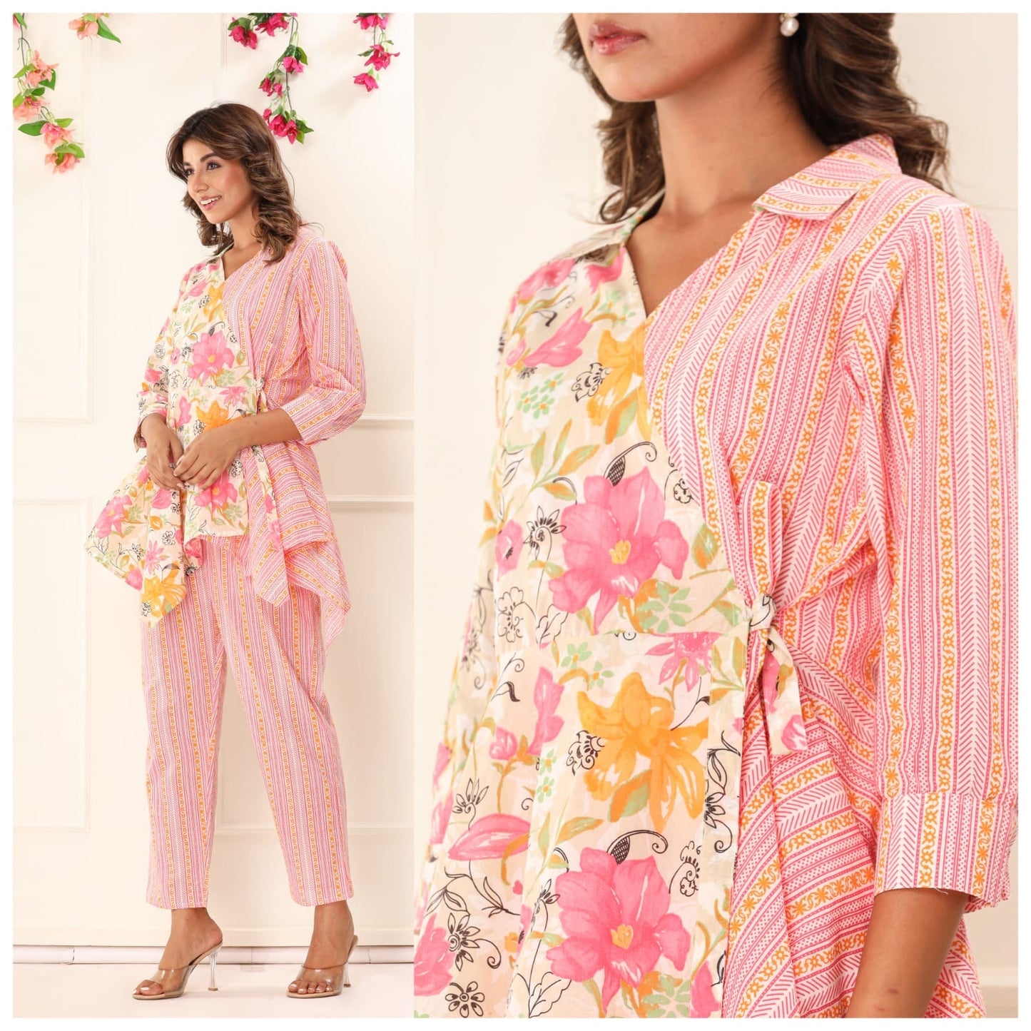 STYLIE Dual Print Angarkha Style Cotton Coord Set