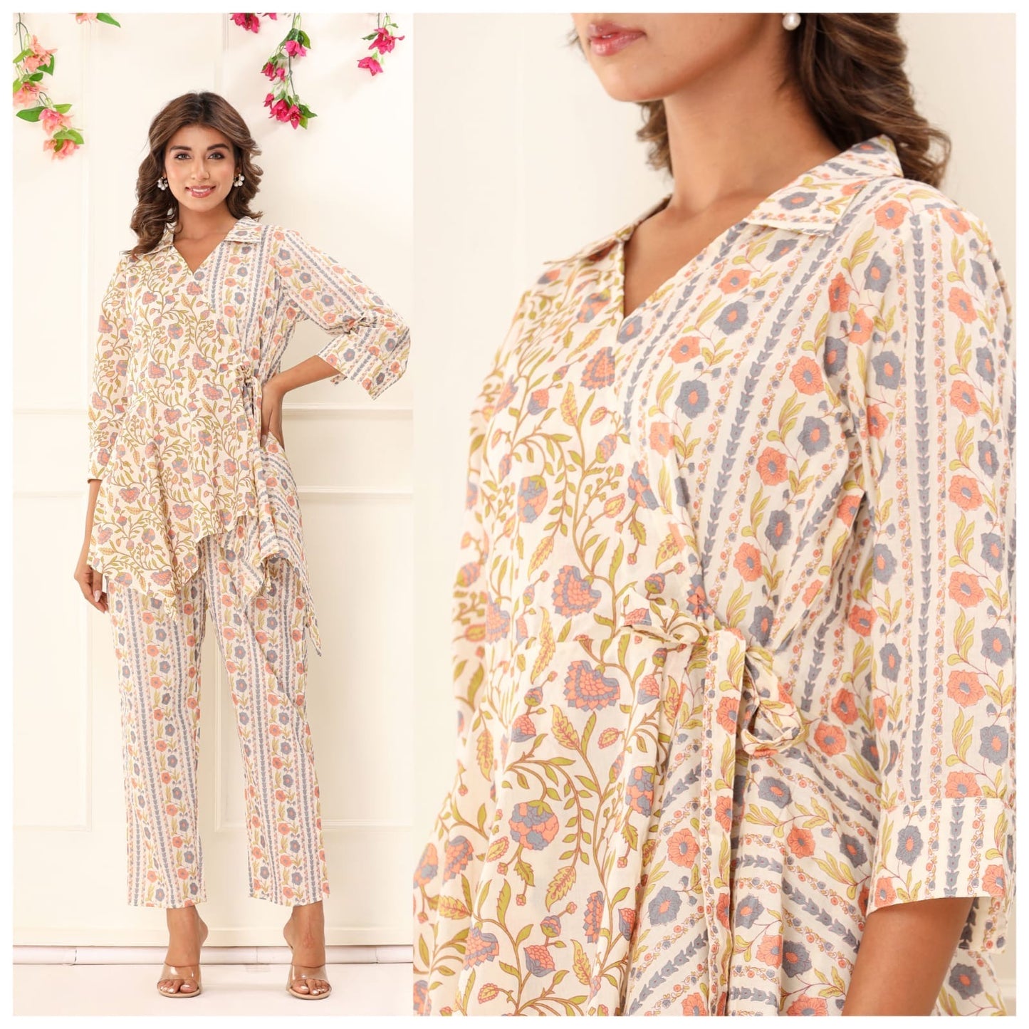 STYLIE Dual Print Angarkha Style Cotton Coord Set