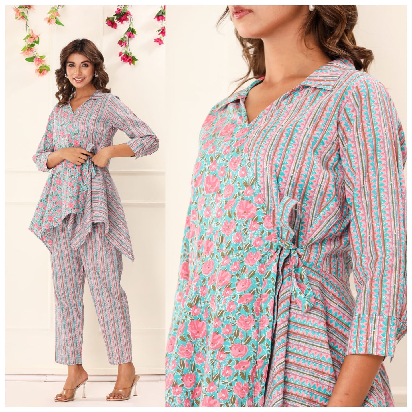 STYLIE Dual Print Angarkha Style Cotton Coord Set