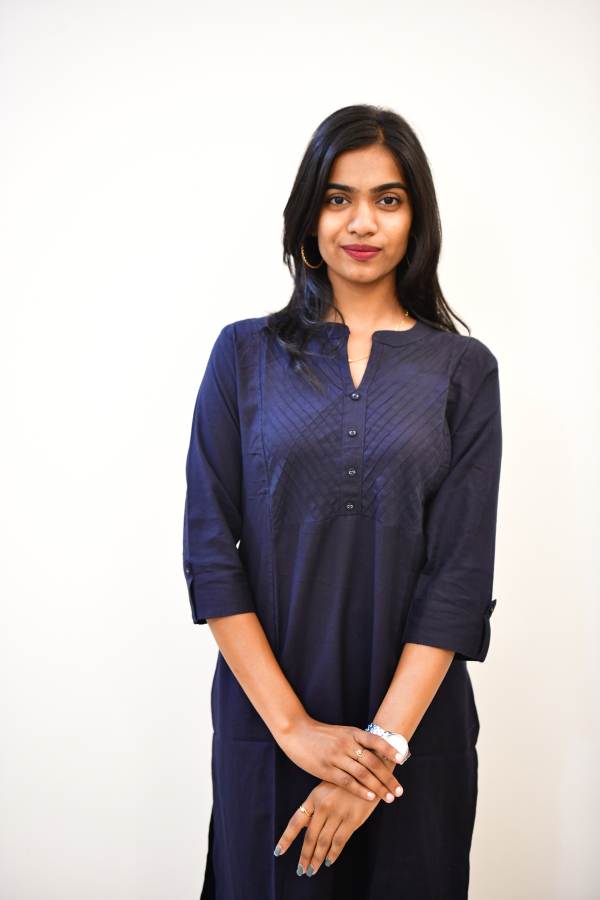 Cotton BLue Flex Plain Solid Kurti