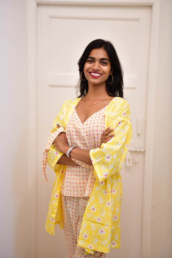 Cotton Cambric printed Coord Set with shrug