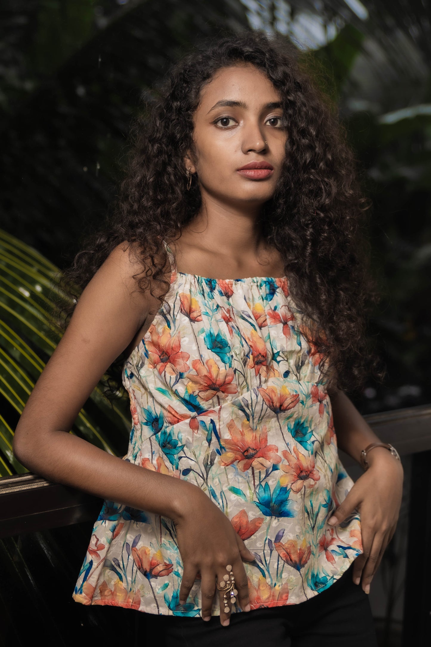 STYLIE Floral Printed Multicolor Chicken Kari Floral Sleeveless Top