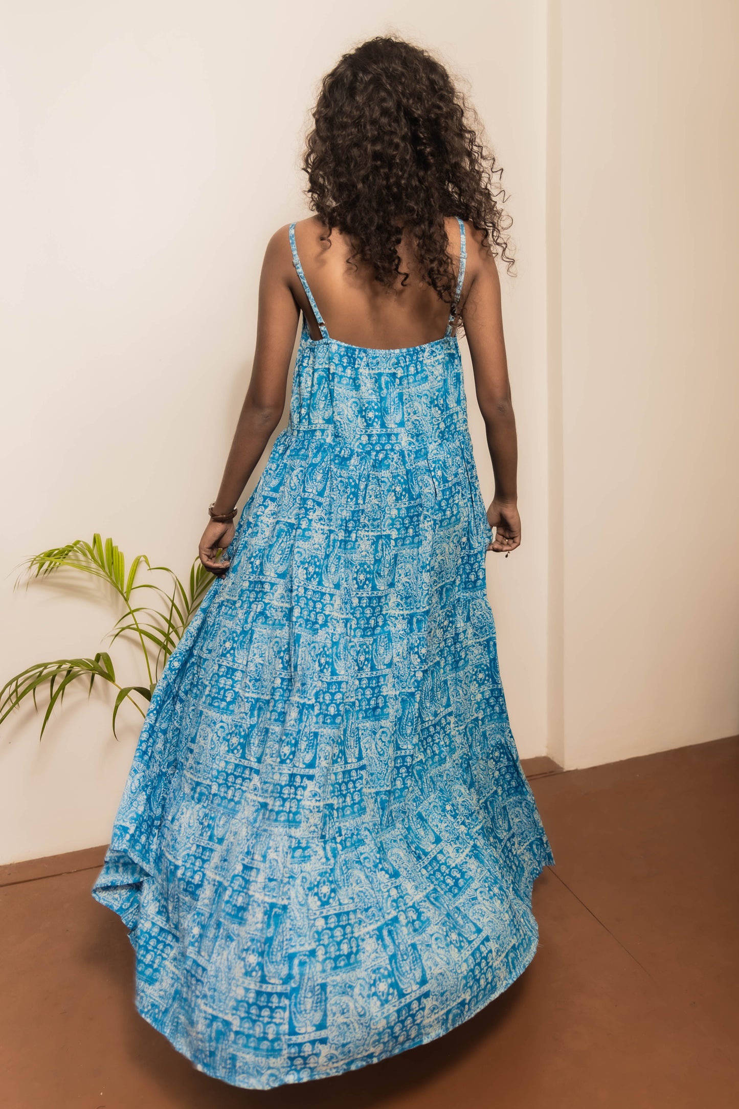 STYLIE Floral Printed Sky Blue Sleeveless Maxi Dress