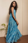 STYLIE Floral Printed Sky Blue Sleeveless Maxi Dress