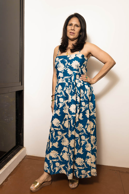 STYLIE Floral Peacock Green Sleeveless Dress