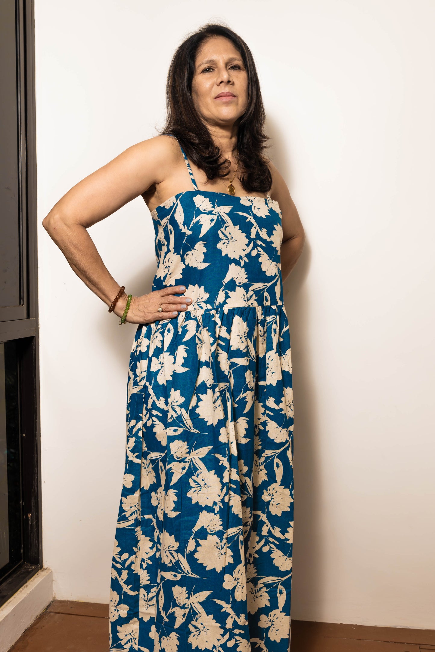 STYLIE Floral Peacock Green Sleeveless Dress