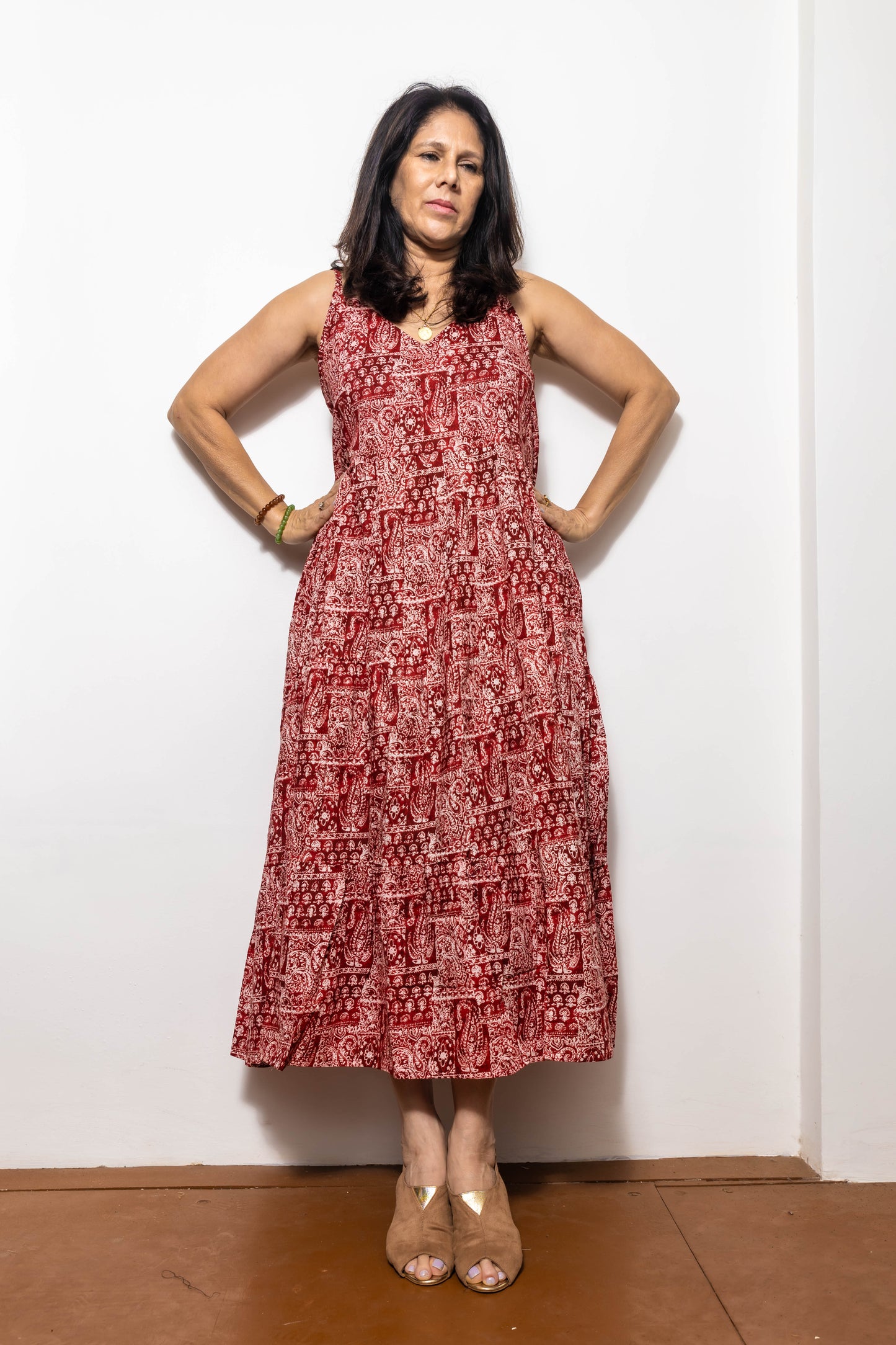 STYLIE Floral Red Sleeveless 1 Piece Dress