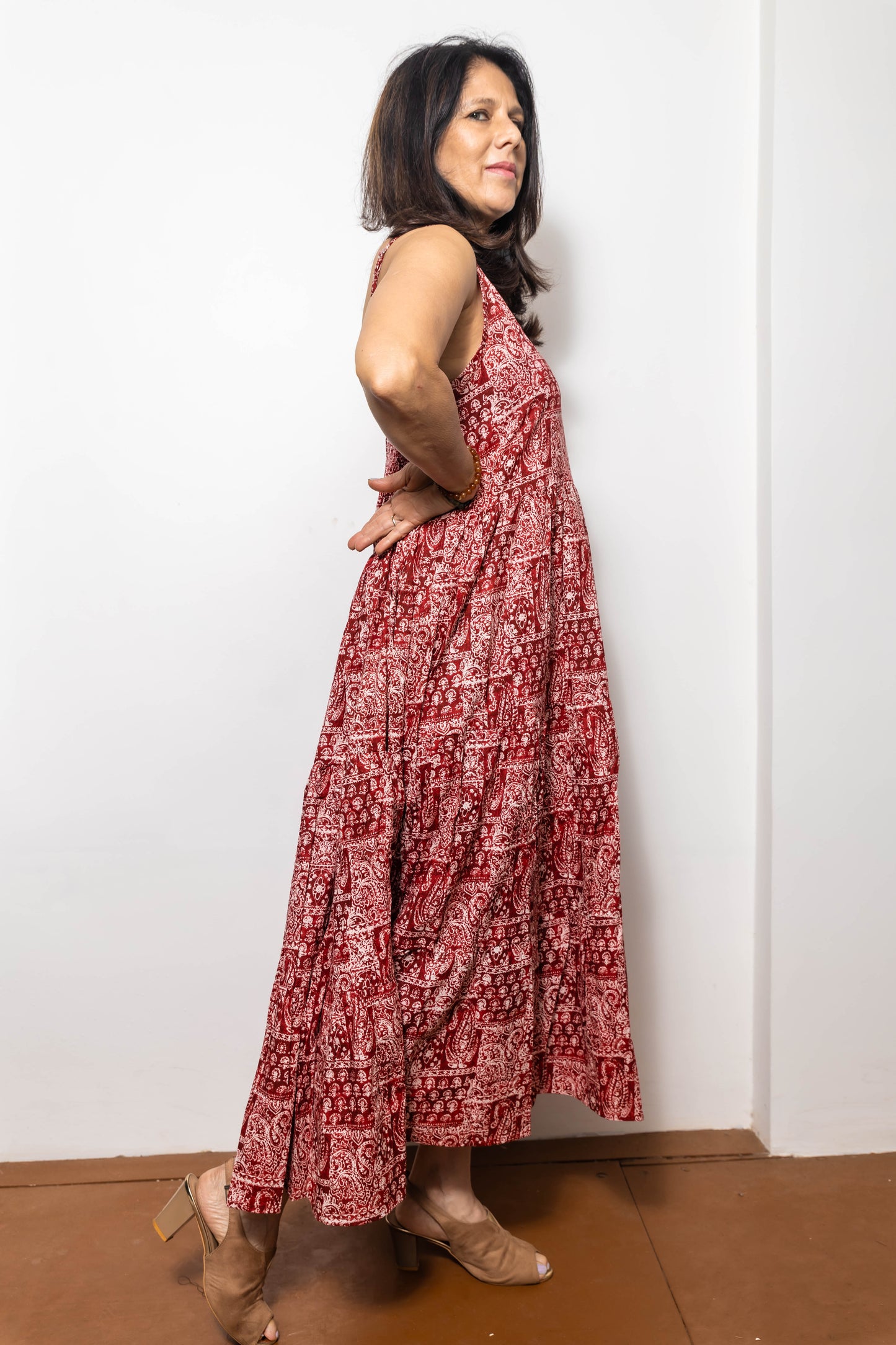STYLIE Floral Red Sleeveless 1 Piece Dress