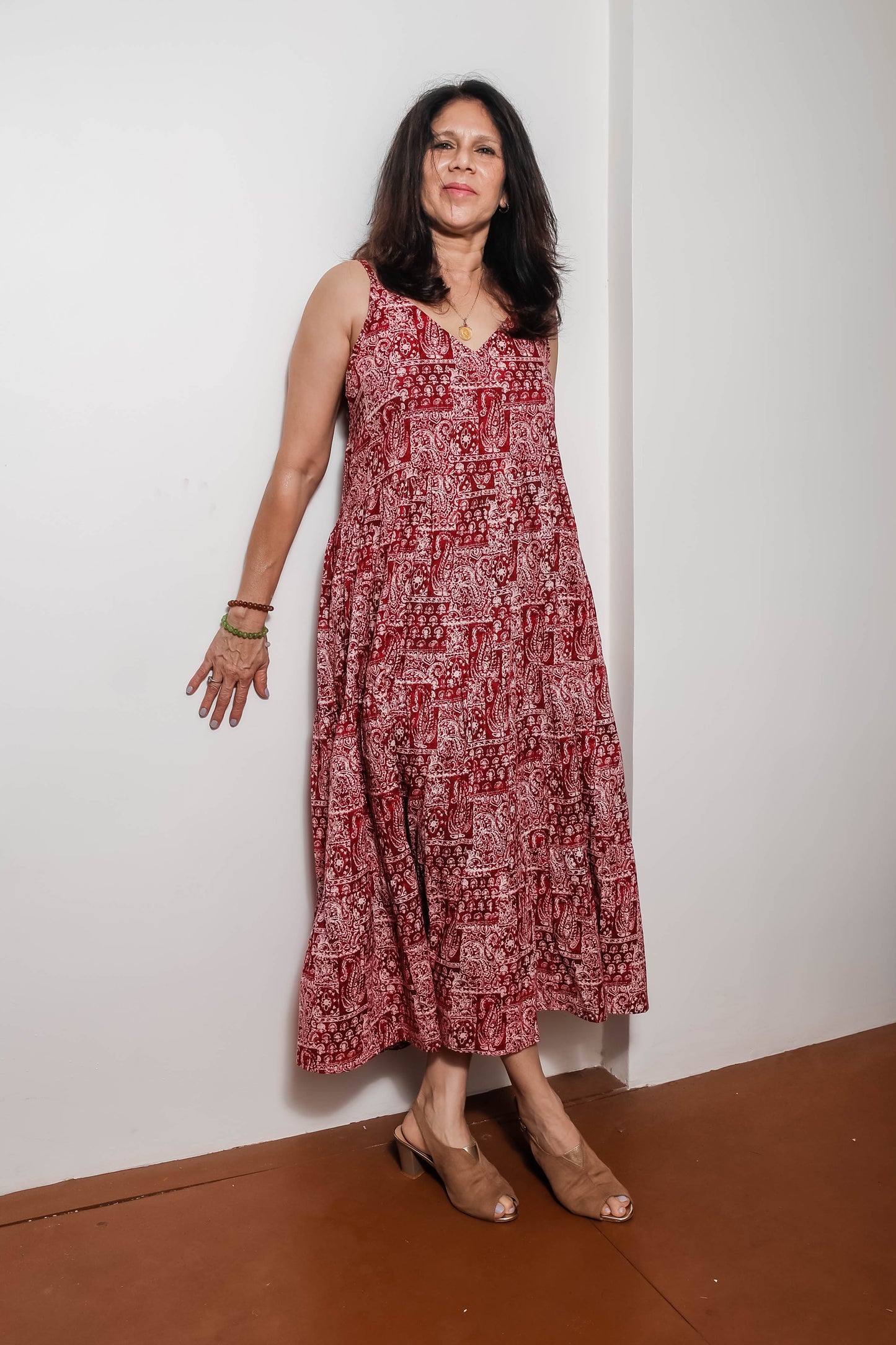 STYLIE Floral Red Sleeveless 1 Piece Dress