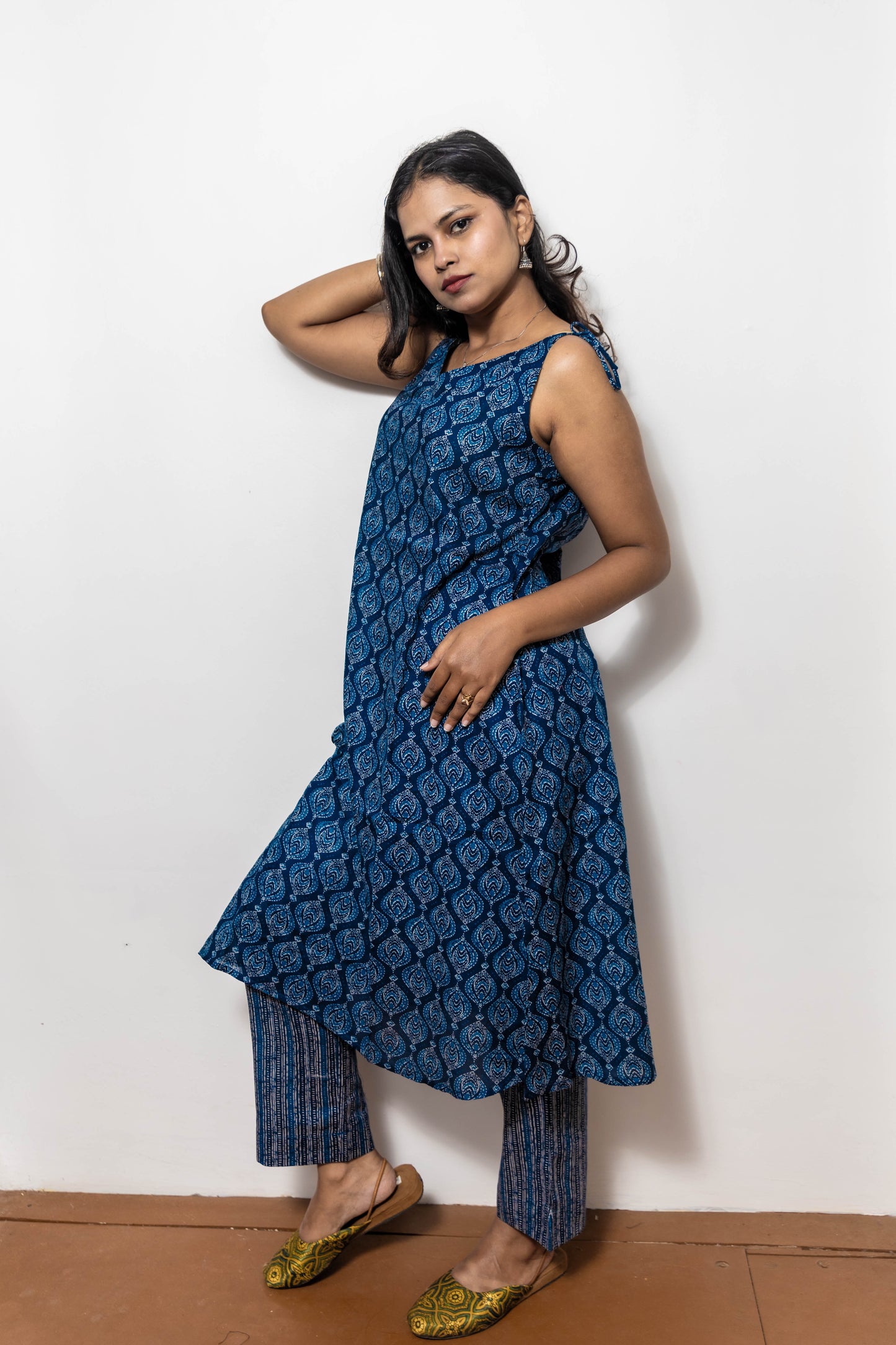 STYLIE Floral Printed Blue Cotton Co-ord Set