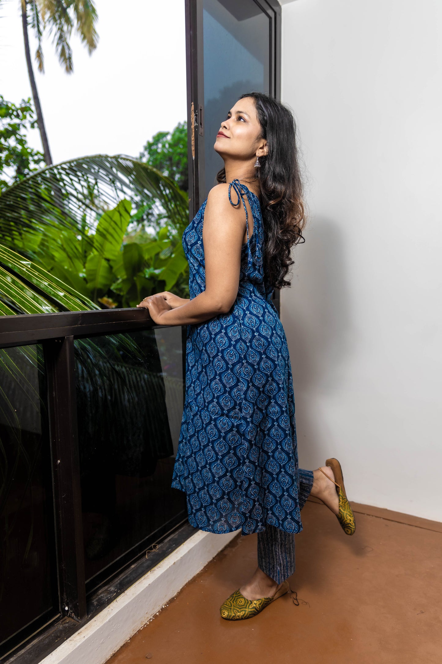 STYLIE Floral Printed Blue Cotton Co-ord Set