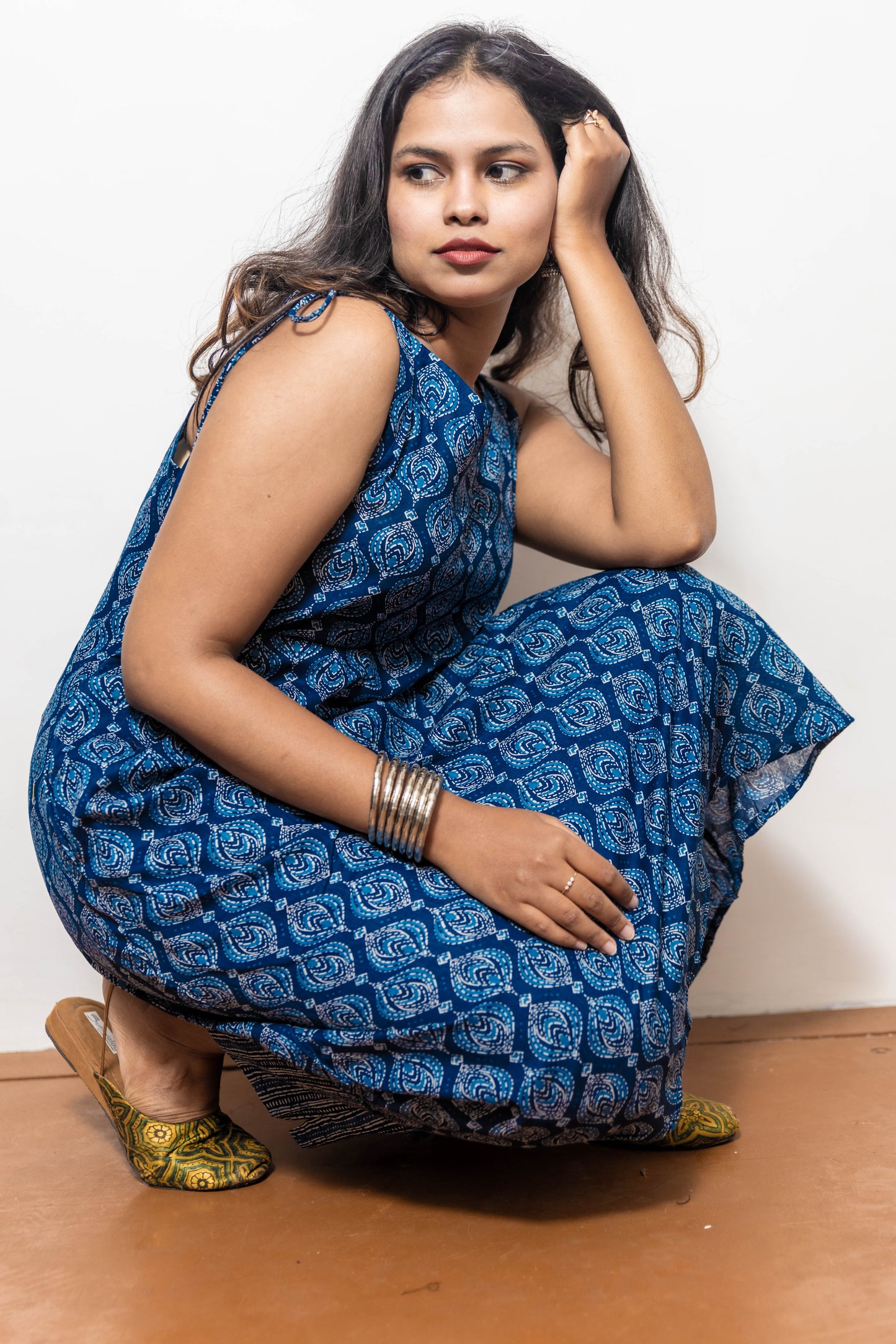STYLIE Floral Printed Blue Cotton Co-ord Set