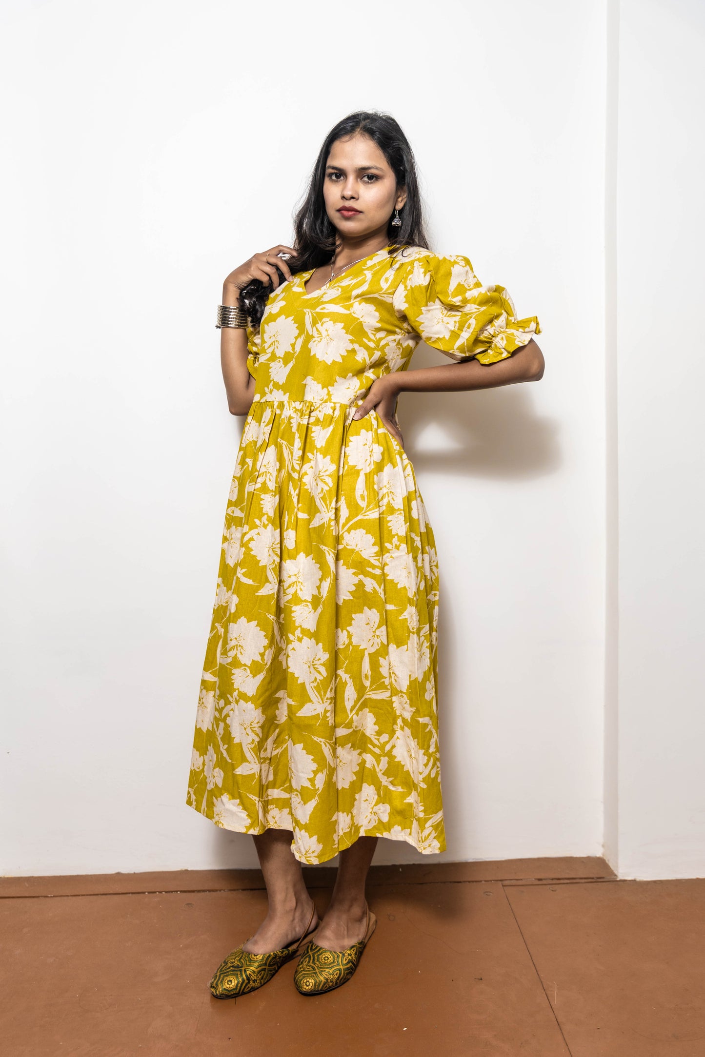 STYLIE Floral Printed Yellow Maxi Dress