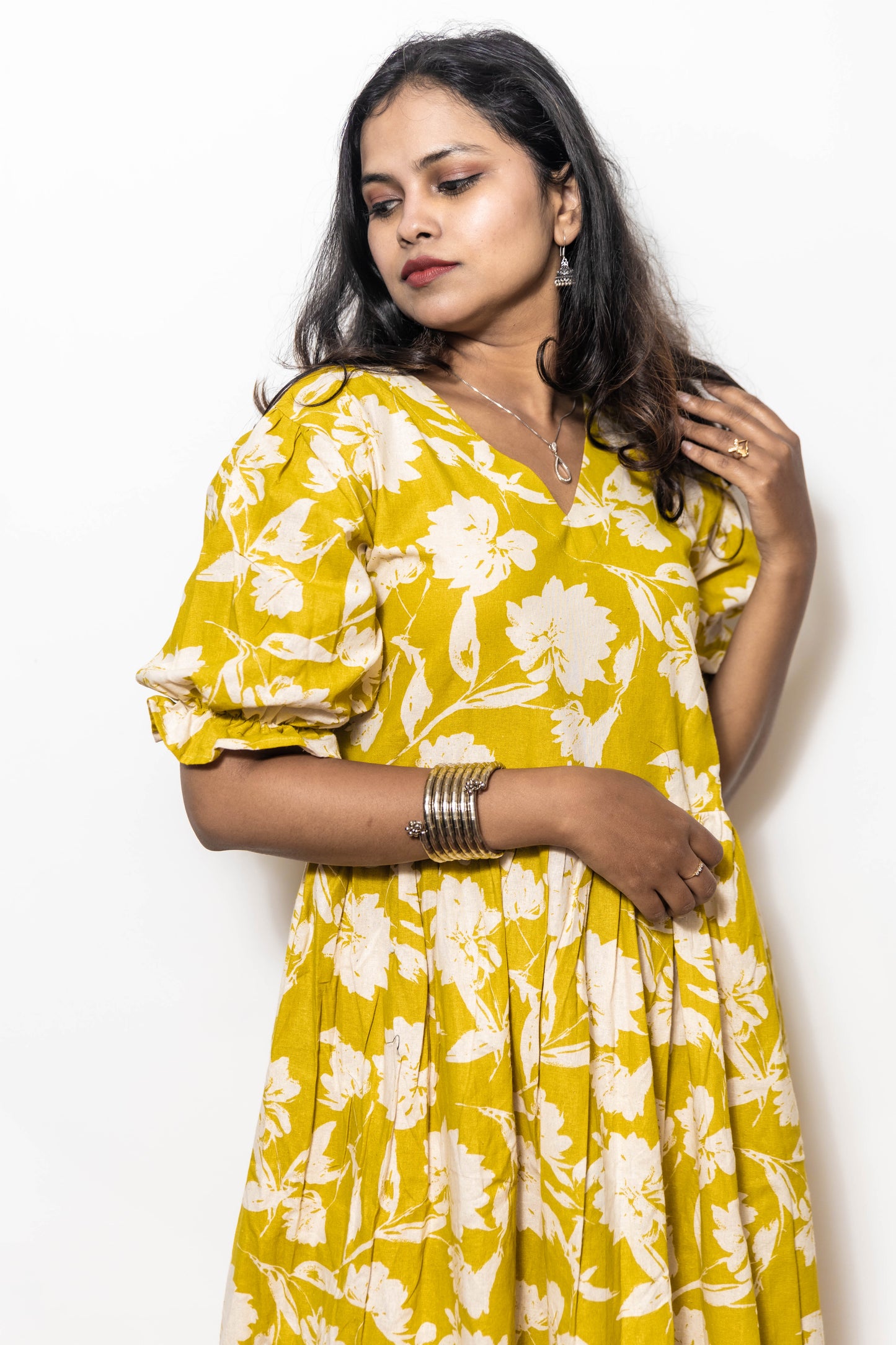 STYLIE Floral Printed Yellow Maxi Dress