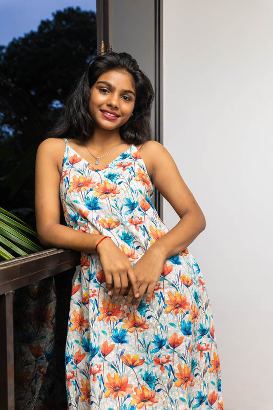 STYLIE Floral Printed Multicolour Sleeveless Dress