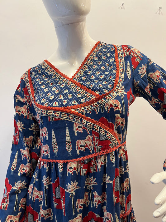 STYLIE GOA Women Printed with Lace Work Pure Cotton Anarkali with Trousers & With Dupatta