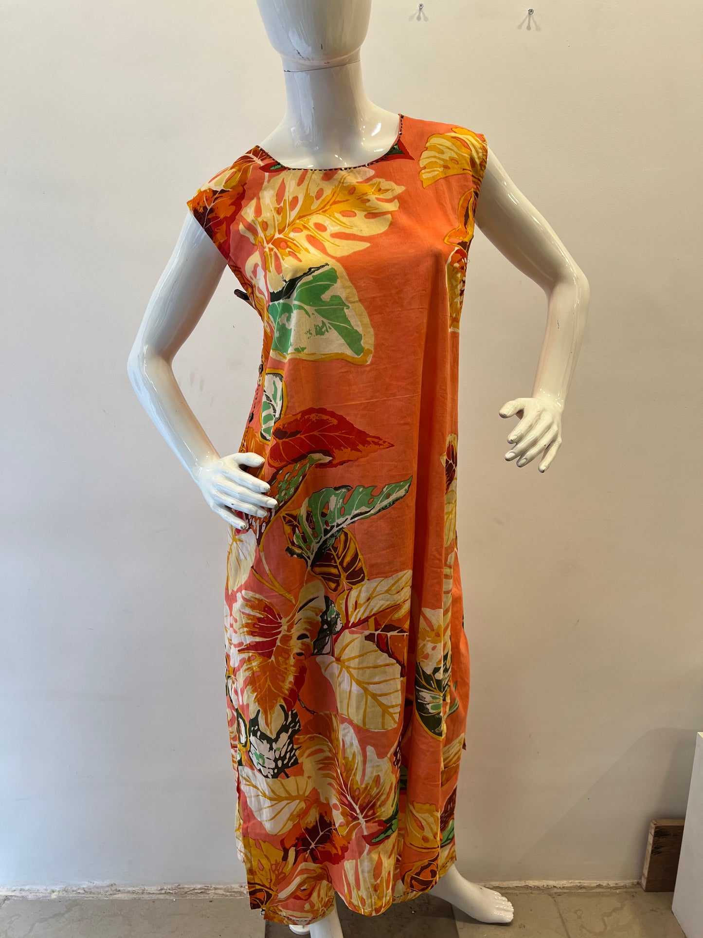 STYLIE Printed Cotton Sleeveless Kurti Pant Set