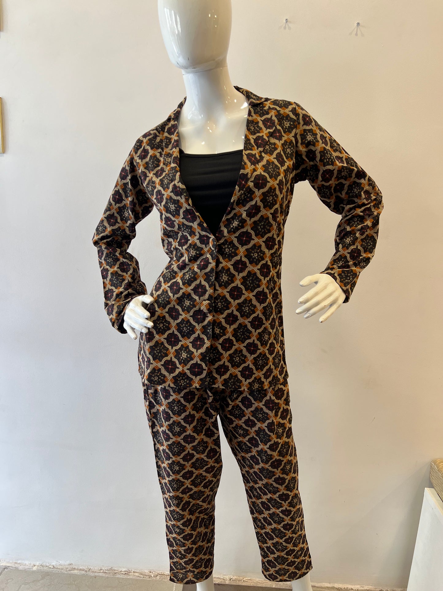 STYLIE Cotton Blazer Pant Coord Set