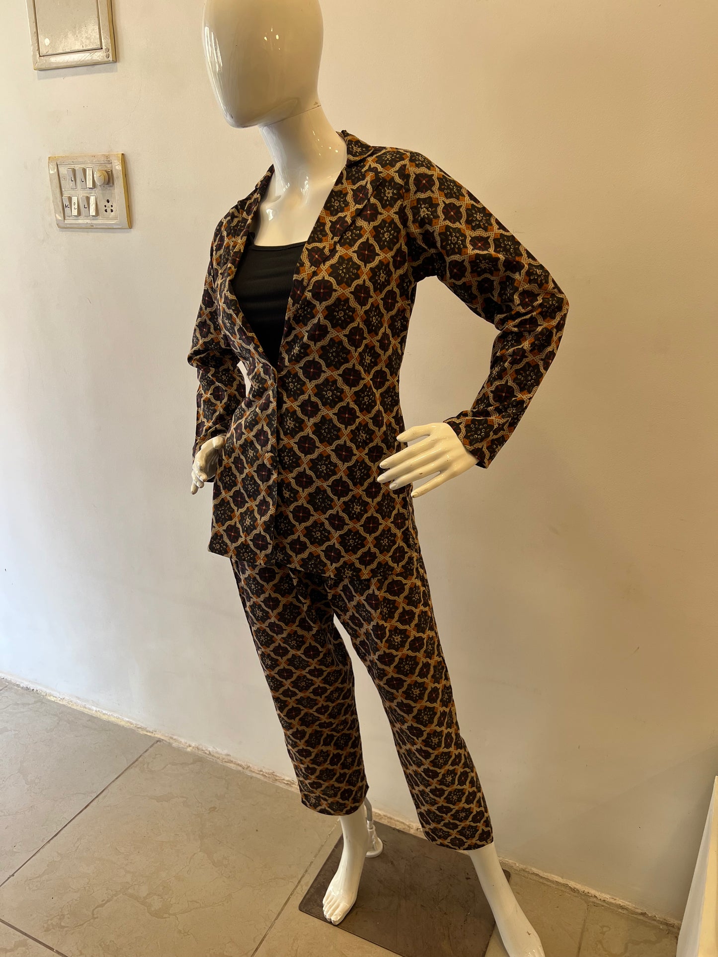 STYLIE Cotton Blazer Pant Coord Set