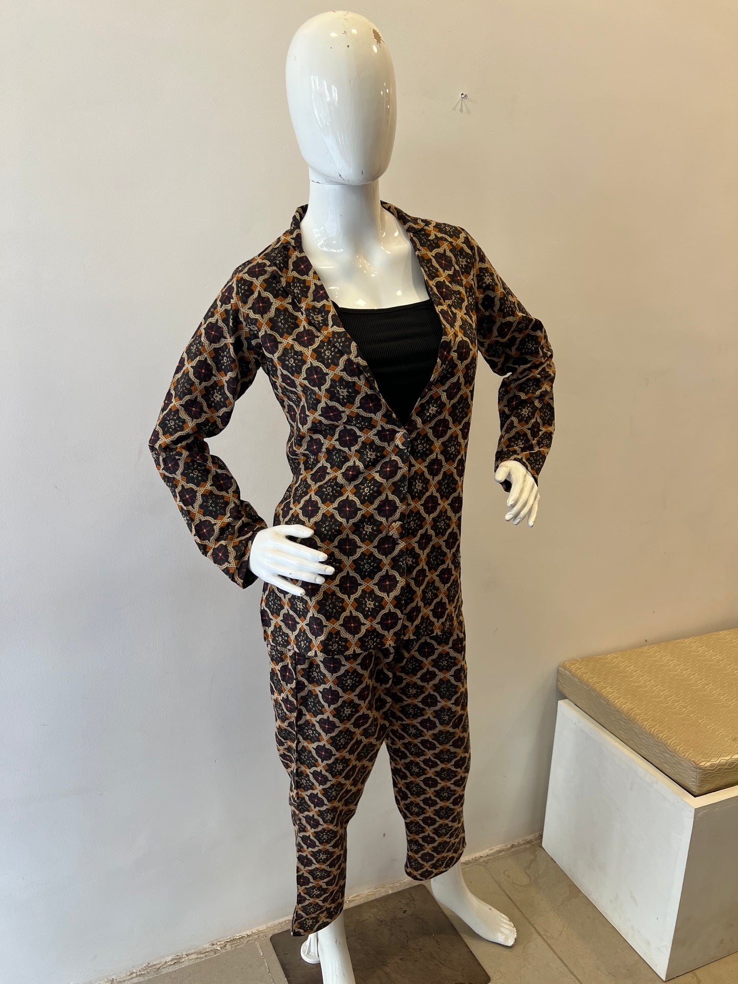 STYLIE Cotton Blazer Pant Coord Set