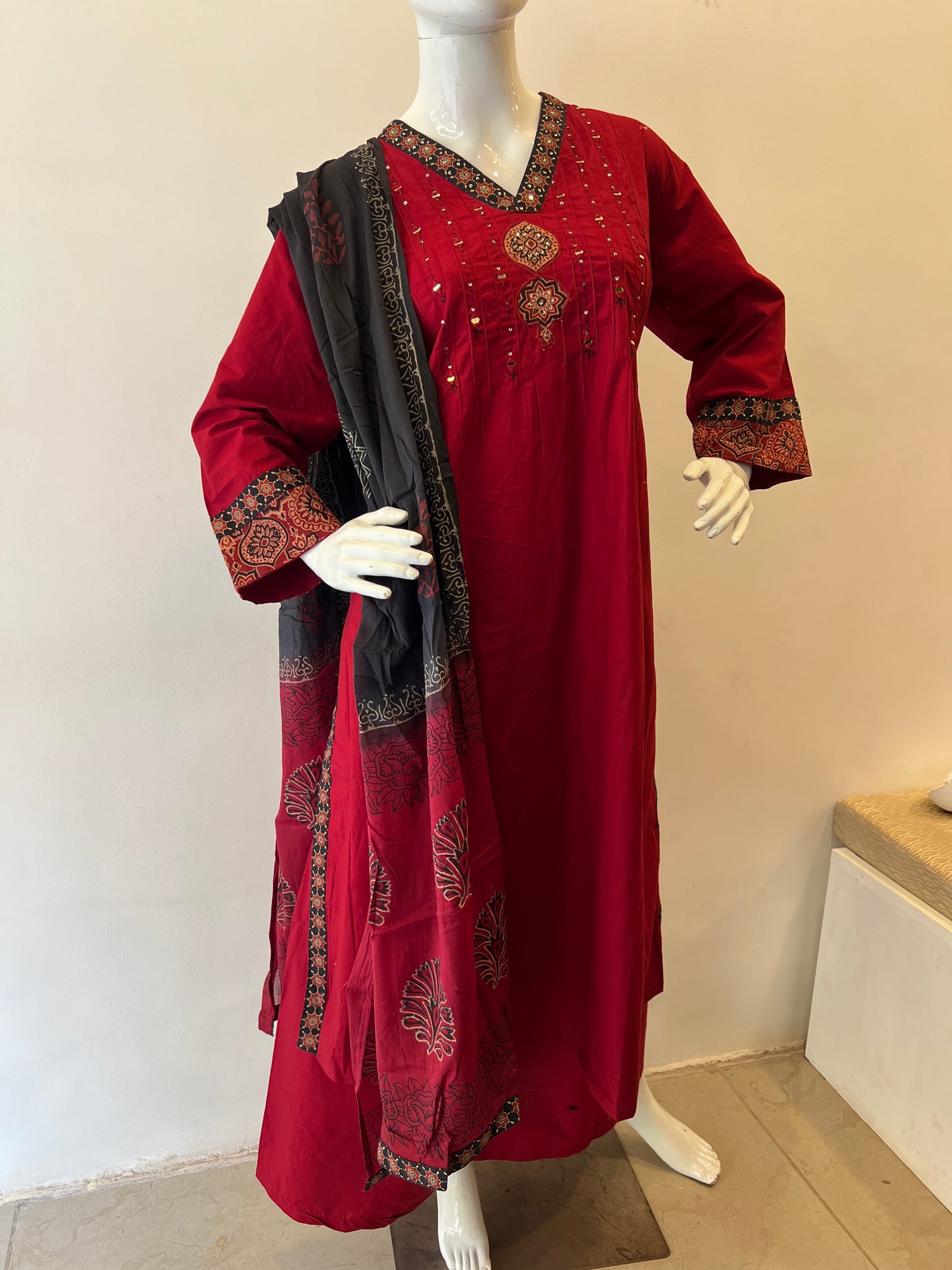 STYLIE GOA Crimson Red Celebration Kurta Set