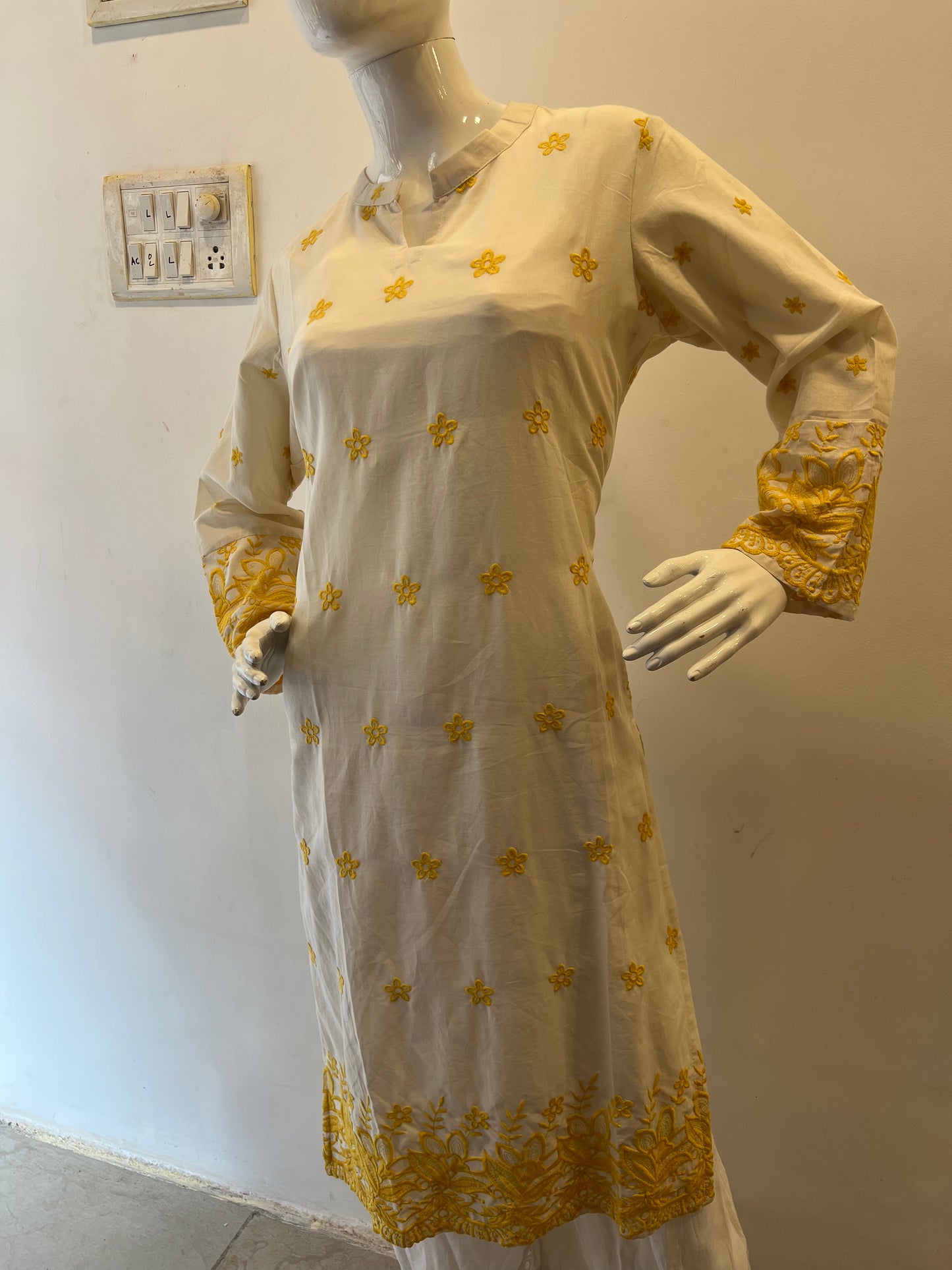 STYLIE GOA Mustard Yellow Embroidered Serenity Kurti