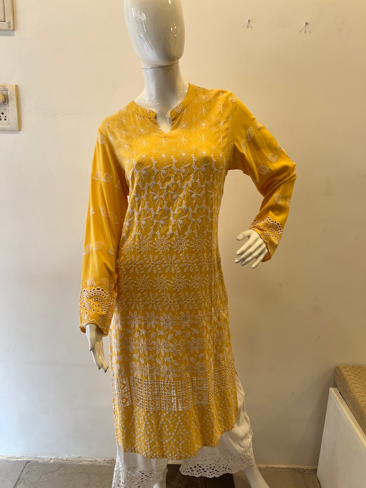 STYLIE GOA Sunshine Yellow Full Sleeve Cotton Kurta
