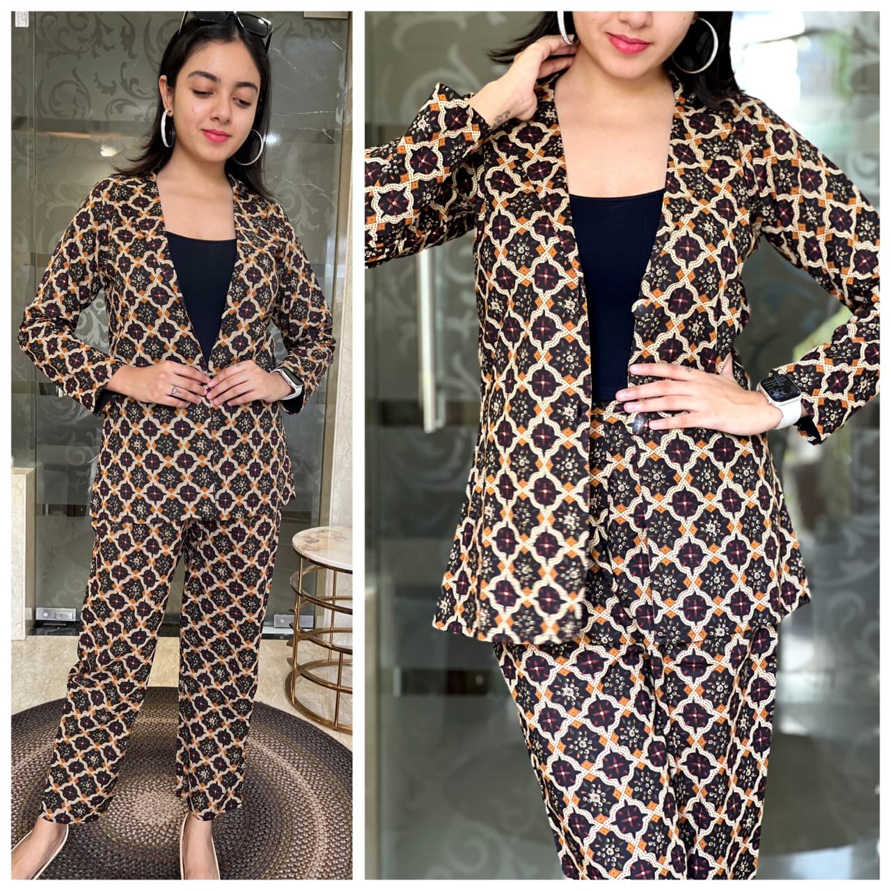 STYLIE Cotton Blazer Pant Coord Set