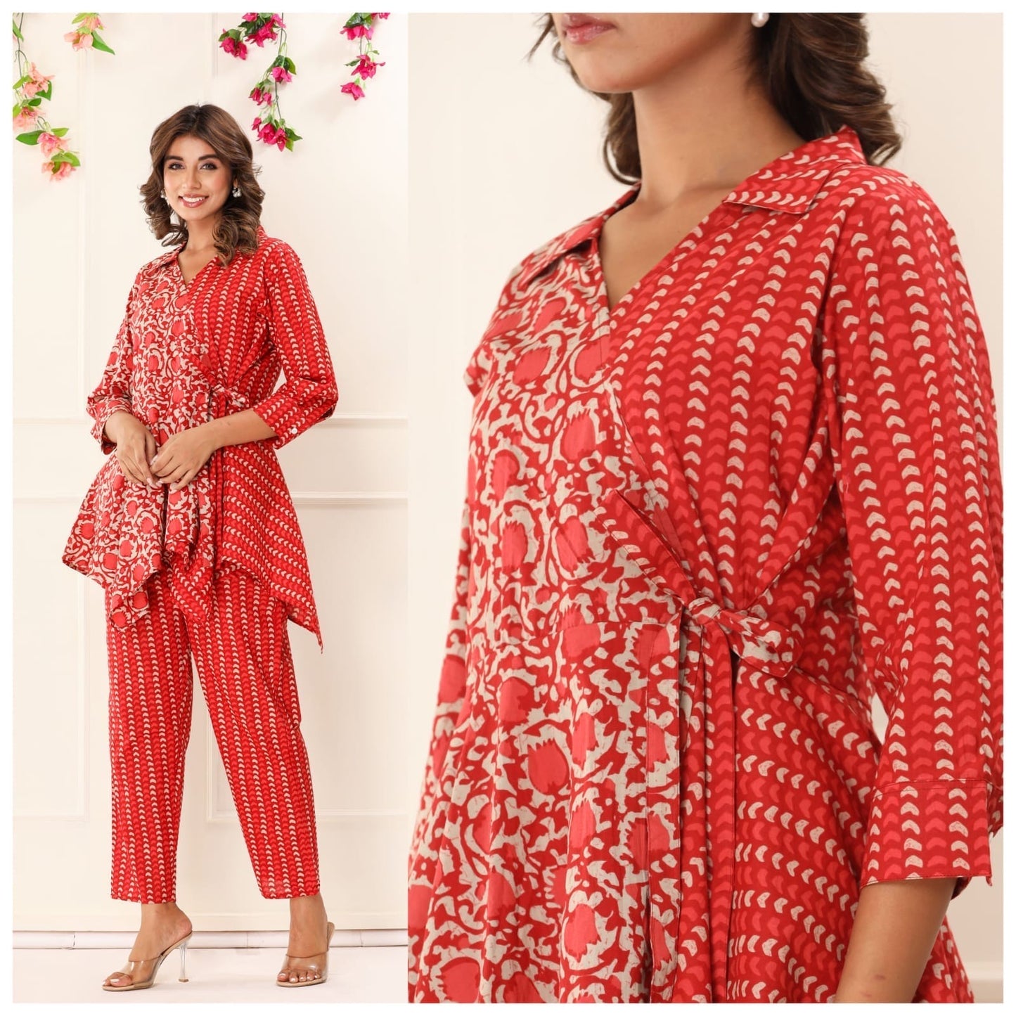 STYLIE Dual Print Angarkha Style Cotton Coord Set