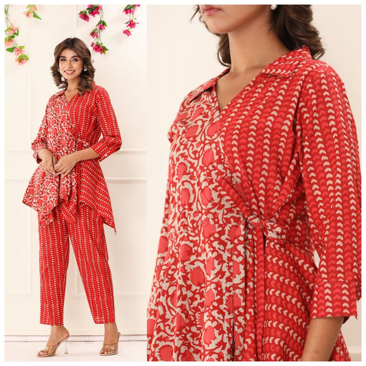 STYLIE Dual Print Angarkha Style Cotton Coord Set