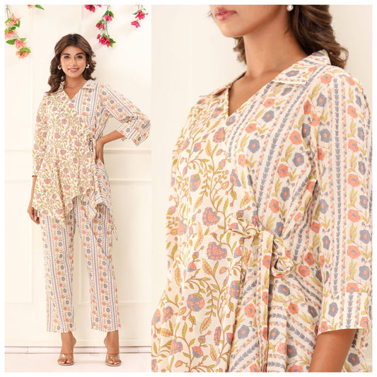 STYLIE Dual Print Angarkha Style Cotton Coord Set