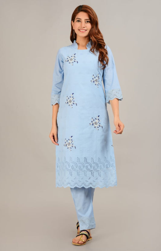 STYLIE Cotton Hakoba Kurti Pant Set