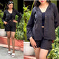 STYLIE Solid Short Coord Set Cotton Flex