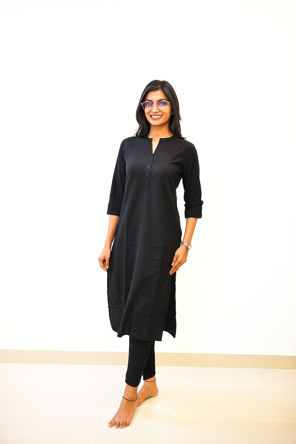 STYLIE Cotton Flex Plain Solid Kurti