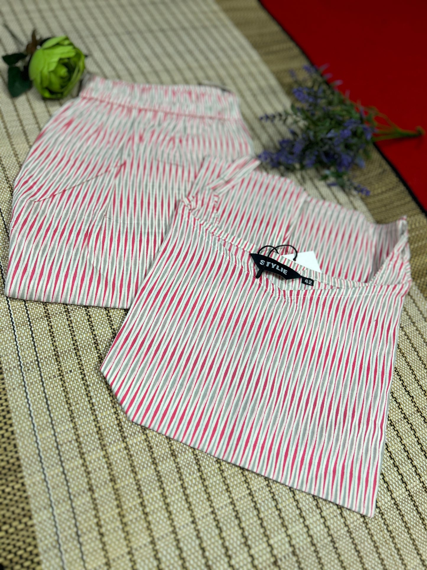 Stylie Cotton Print Spaghetti Shorts Set