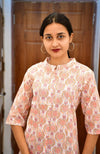 STYLIE Jaipuri Print Mandarin Collar Cotton Short Kurti
