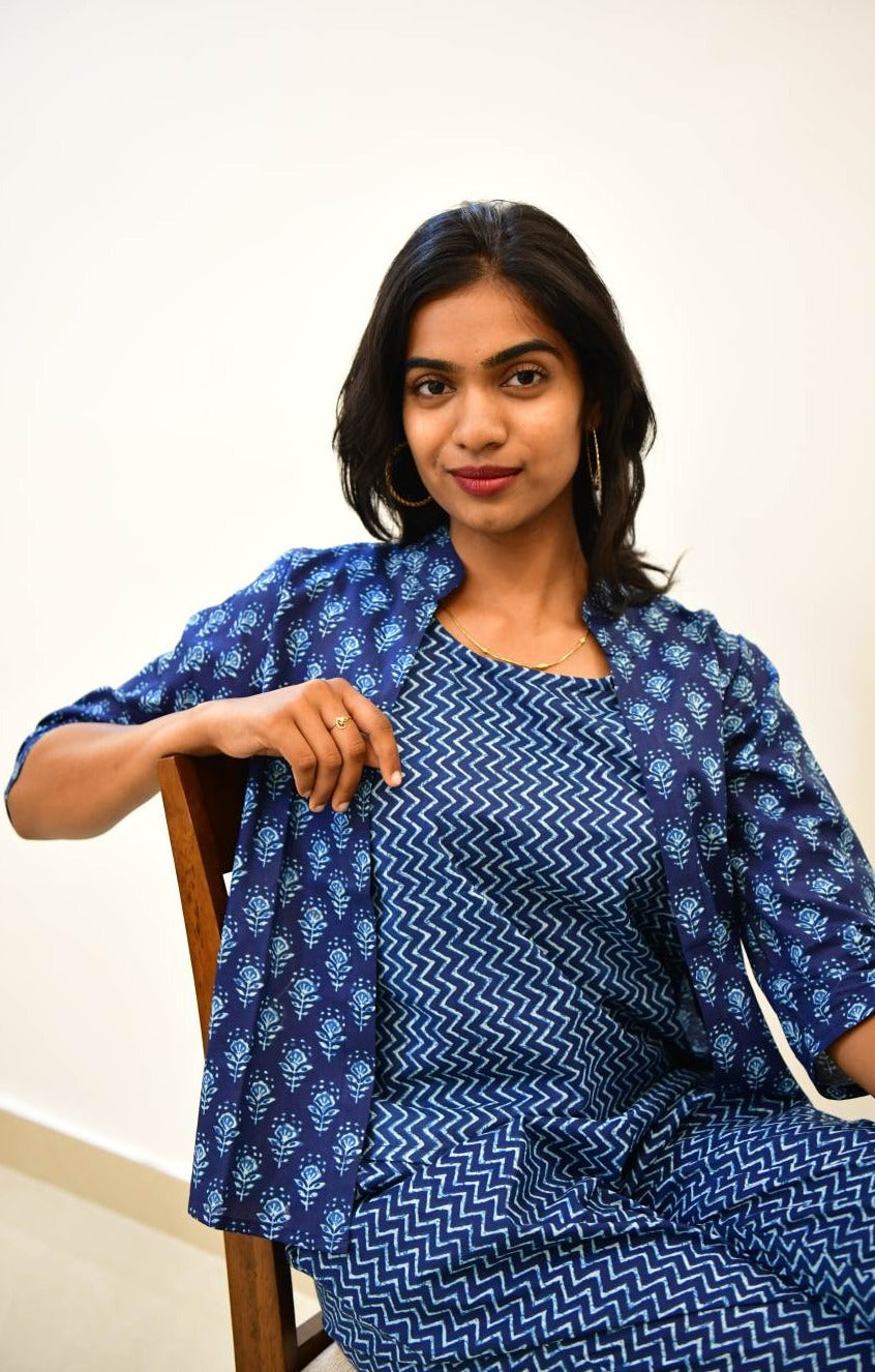 Cotton Cambric printed Coord Set with shrug