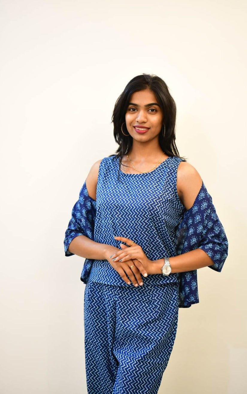Cotton Cambric printed Coord Set with shrug