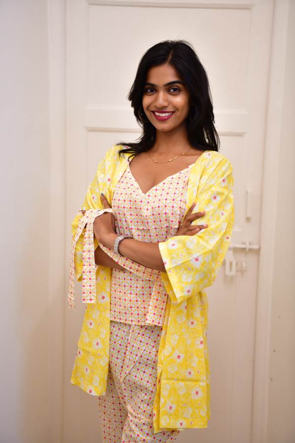 Cotton Cambric printed Coord Set with shrug