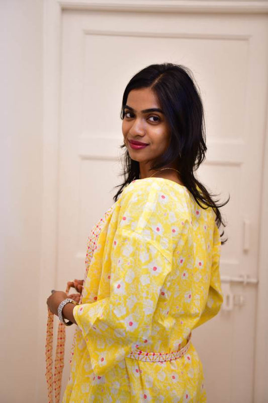 Cotton Cambric printed Coord Set with shrug