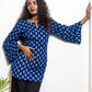STYLIE Floral Printed  Blue Bell Sleeves Short Kurta
