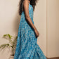 STYLIE Floral Printed Sky Blue Sleeveless Maxi Dress