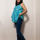 STYLIE Floral Sky Blue Sleeveless Short Kurti