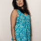 STYLIE Floral Sky Blue Sleeveless Short Kurti