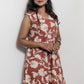 STYLIE Floral Printed Brown Sleevless Kurta
