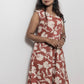 STYLIE Floral Printed Brown Sleevless Kurta