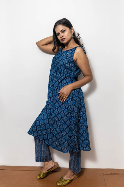 STYLIE Floral Printed Blue Cotton Co-ord Set