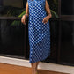 STYLIE Floral Printed Blue Boat Neck Sleeveless Kurta