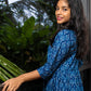 STYLIE Floral Printed Blue Short V-Neck Kurta